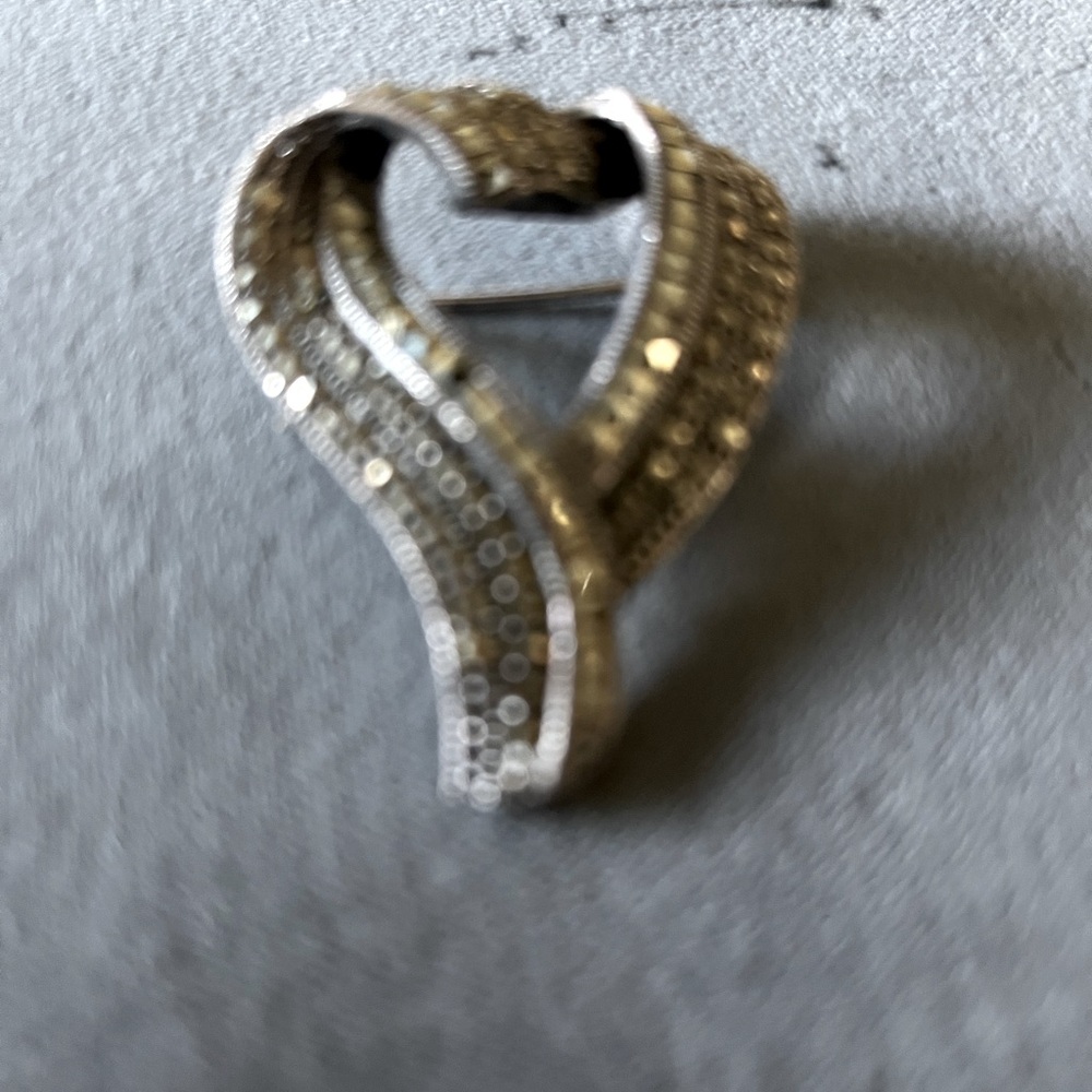 Heart shaped Marcasite pin Silver Vintage
